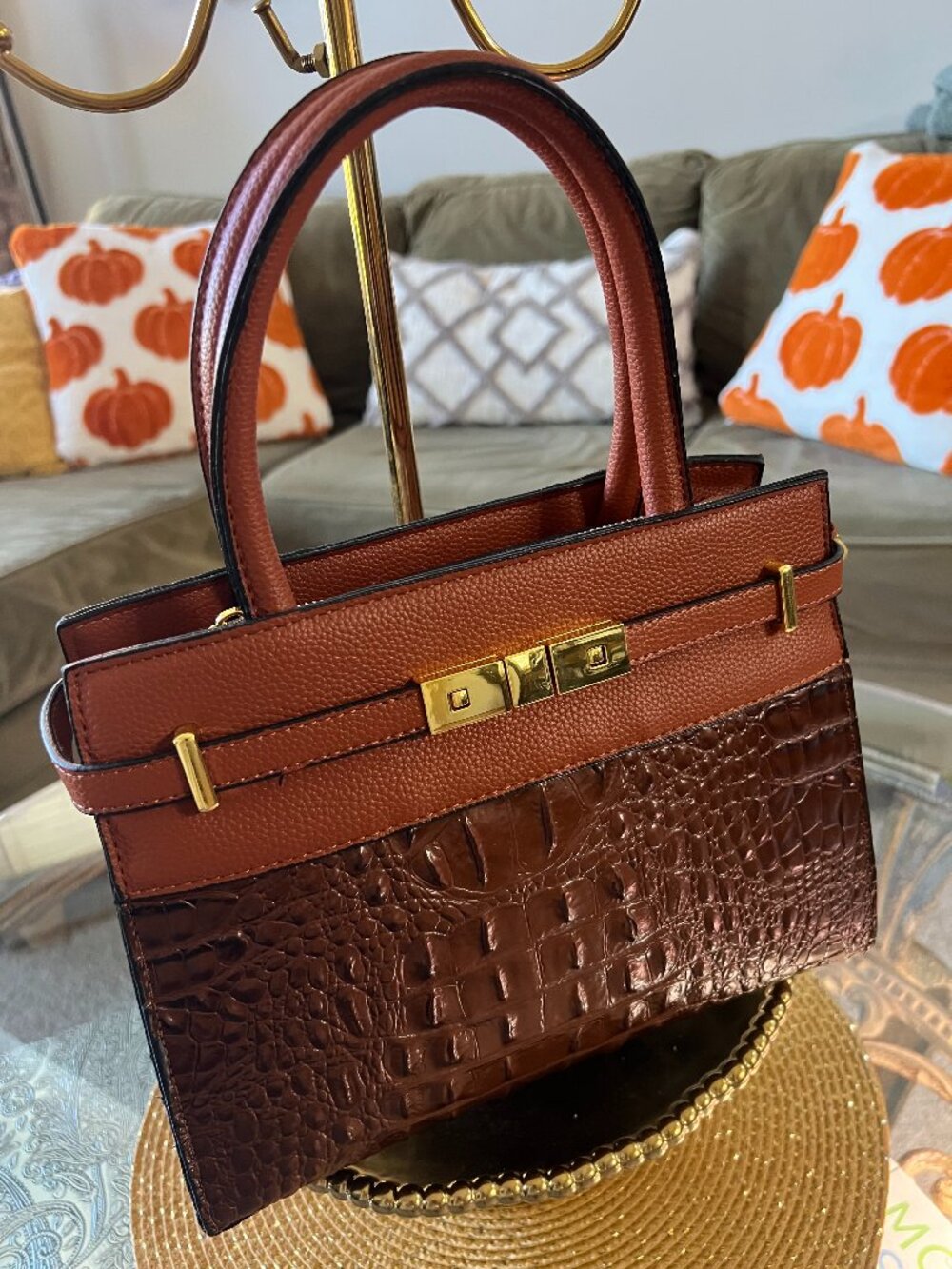 NEW RICH BROWN SATCHEL HANDBAG